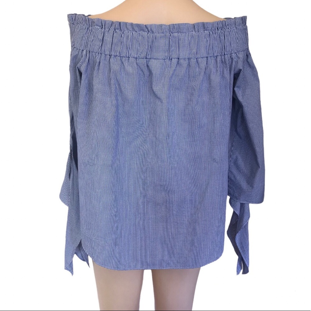 🌿 H&M 🌿 woman’s off the shoulder 3/4 split sleeve blouse size 8 - Picture 2 of 10